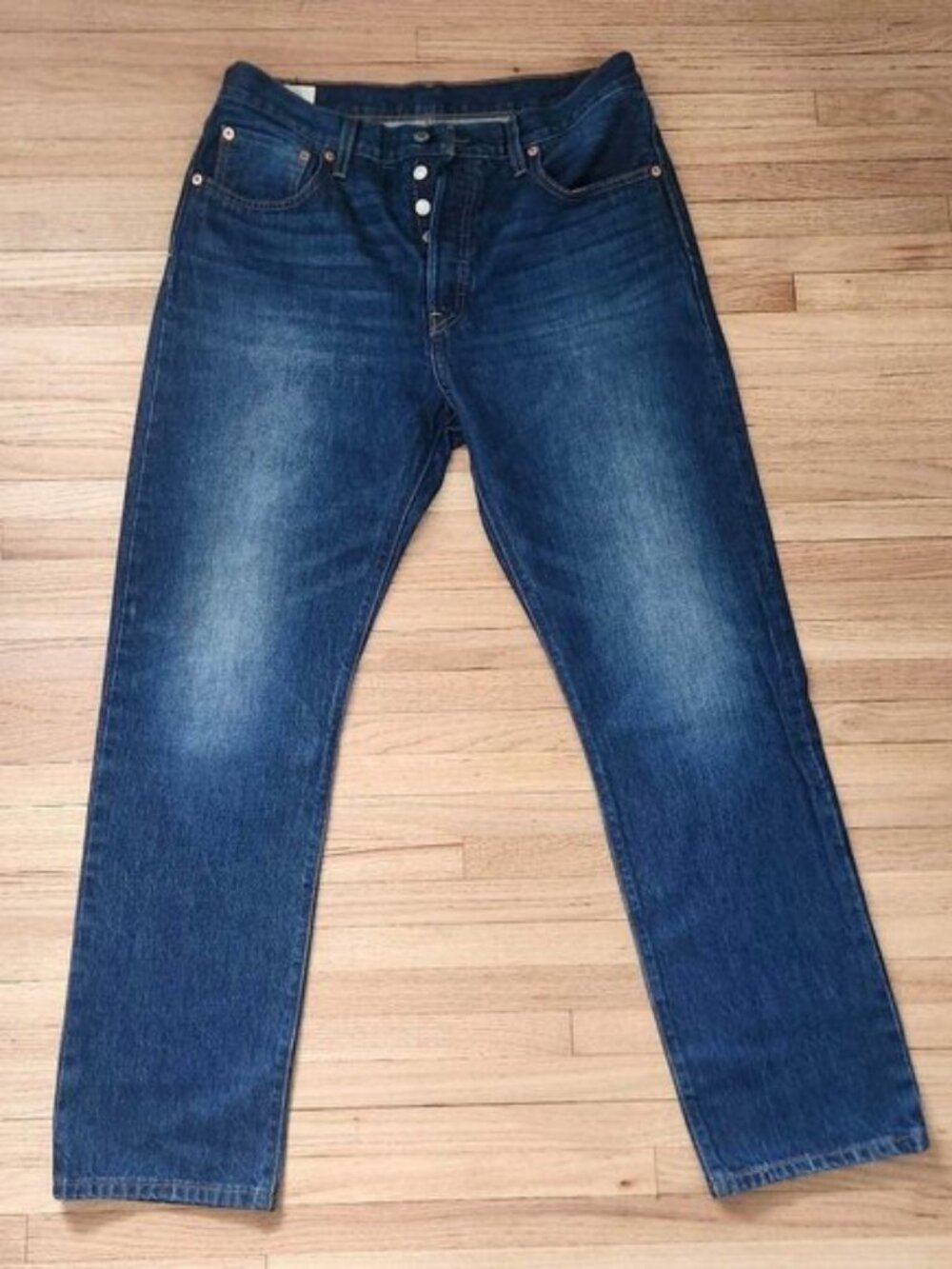 Levi's Selvage edge 501 Straight Leg Jeans in Dark Blue Wash